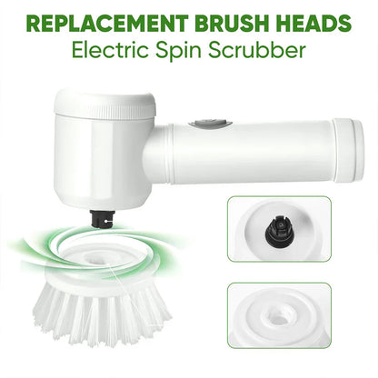 Electric Spin Scrubber USB Rechargeable Wireless Electric Cleaning Brush with 5PCS Brush Head Bathroom Kitchen Dishwashing Brush